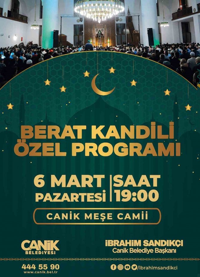 Canik’te Berat Kandili Dolayısıyla Program Düzenlenecek