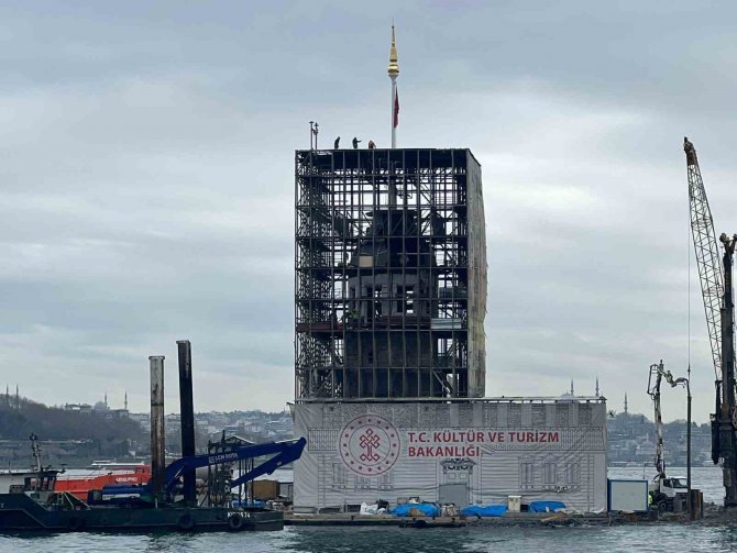 Restorasyonu Devam Eden Kız Kulesi’nin Son Hali Havadan Görüntülendi