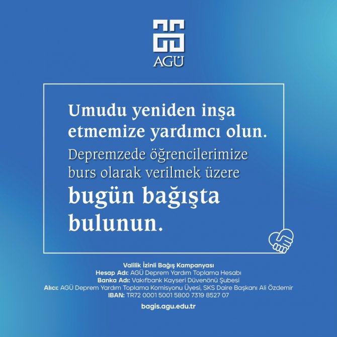 Depremden Etkilenen Agü Öğrencilerine Bağış Kampanyası