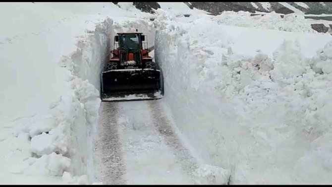 Karın Kalınlığı İş Makinesinin Boyunu Aştı: Açılan Yollar Tünelleri Andırıyor