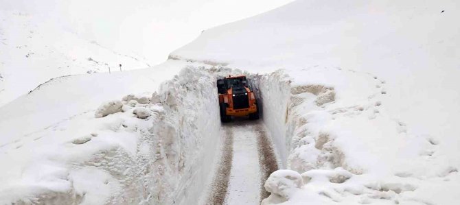 Karın Kalınlığı İş Makinesinin Boyunu Aştı: Açılan Yollar Tünelleri Andırıyor