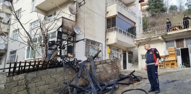 Bahçede Çıkan Yangın Apartmanın Balkonuna Sıçradı