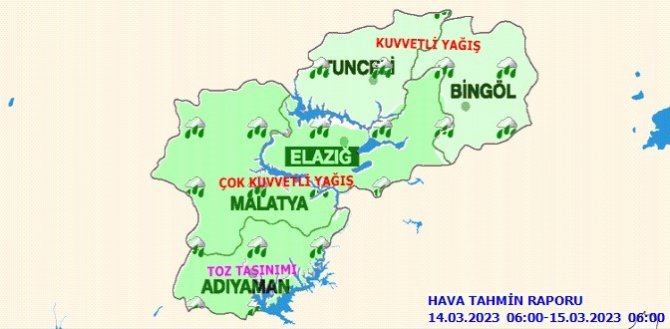 Meteorolojiden Elazığ’a ‘Çok Kuvvetli’ Yağış Uyarısı