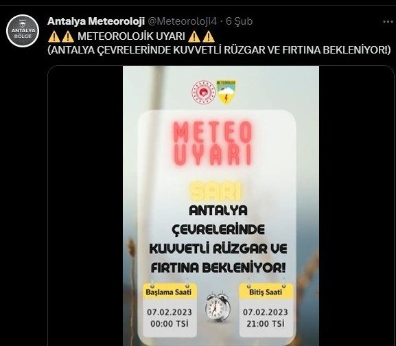 Meteoroloji, Antalya’yı "Turuncu Kod" İle Uyardı