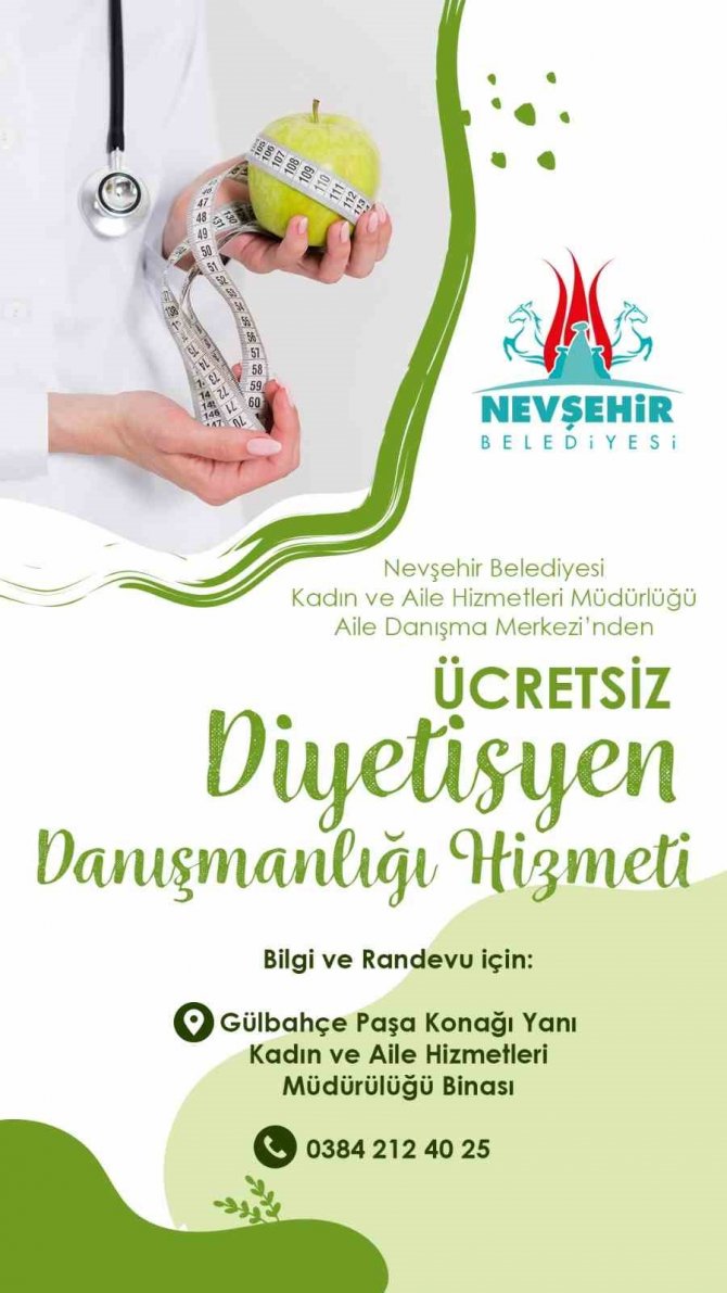 Nevşehir Belediyesi’nden ’Ücretsiz Diyetisyen Danışmanlık’ Hizmeti
