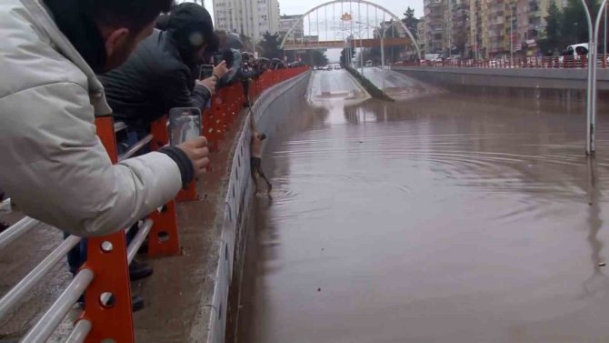Aracıyla Su Altında Kalan Kişi Kendi Çabasıyla Sağ Kurtuldu