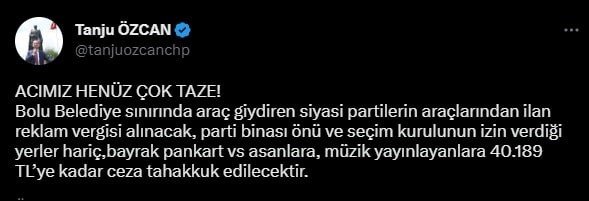 Tanju Özcan: "Araç Giydiren Siyasi Partilerin Araçlarından İlan Reklam Vergisi Alınacak"