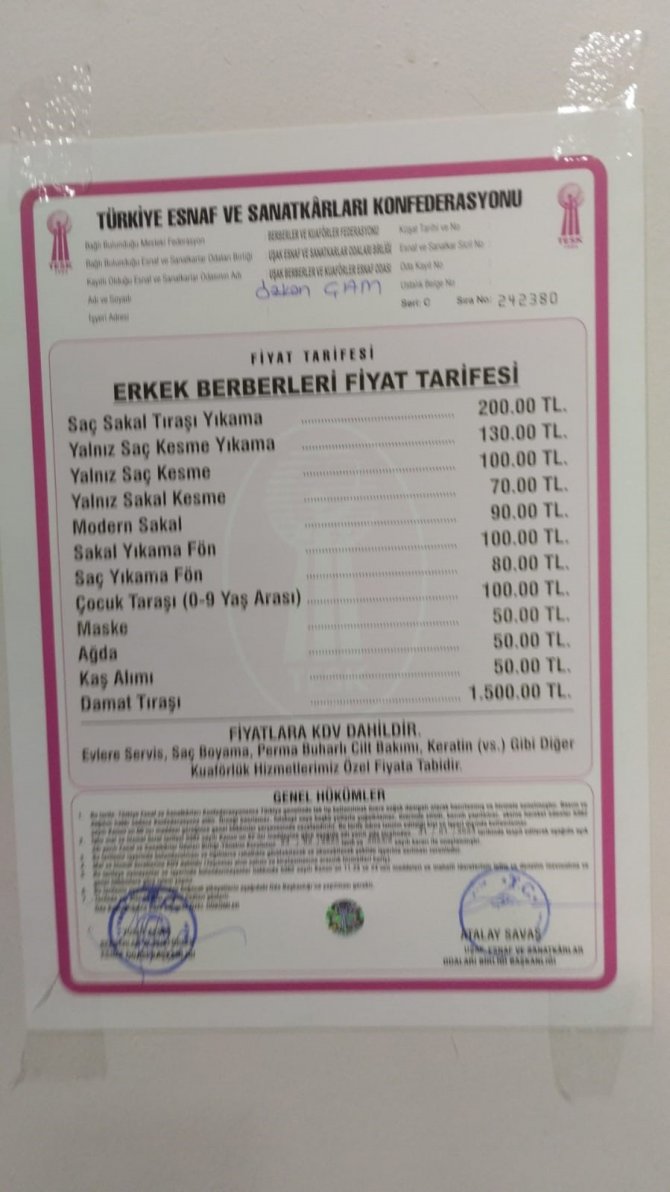 Berber Ücretlerine Zam