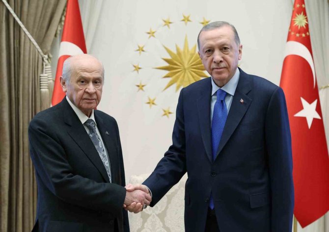 Cumhurbaşkanı Recep Tayyip Erdoğan, Mhp Genel Başkanı Devlet Bahçeli İle Bir Araya Geldi.