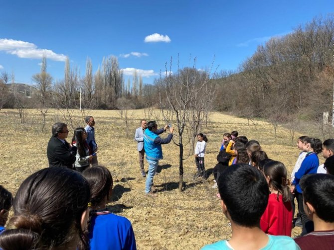 Şaphane’de Ortaokul Öğrencilerine Meyve Bahçesinde Tarım Eğitimi