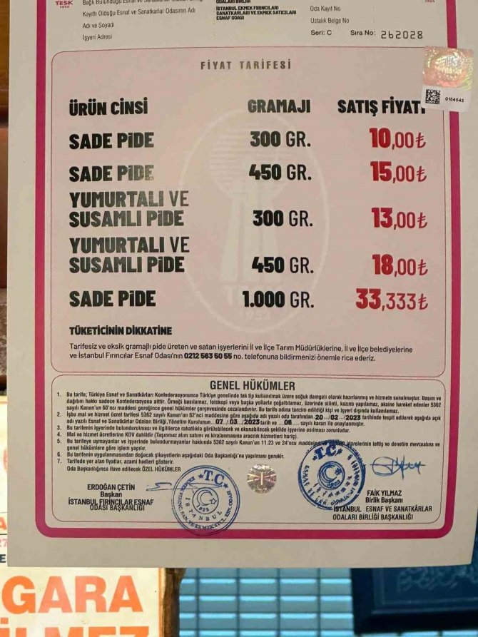 Adalar’da Satılan Pidelere Fiyat Ve Gramaj Denetimi