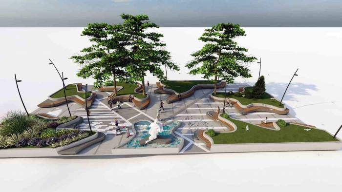 Menteşe Pazar Yeri Girişi Meydanı Yenileniyor