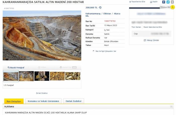 Sahibinden Satılık ‘altın Madeni’ İlanı Şaşırttı