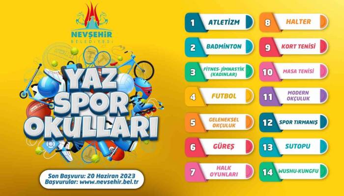 Nevşehir’de Yaz Spor Okulu Kayıtları Başladı