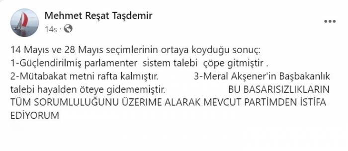 İyi Partili Taşdemir: "akşener’in Başbakanlık Talebi Hayalden Öteye Gidememiştir"