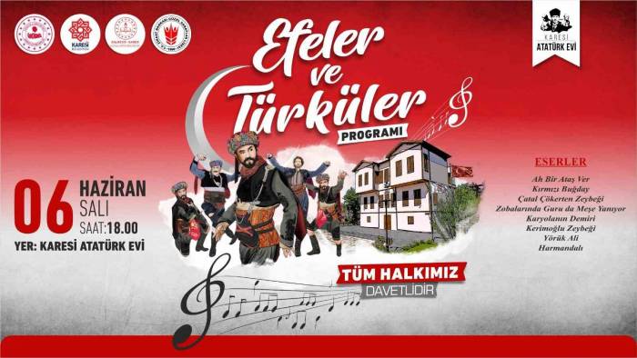 Karesi Atatürk Evi’nde ‘efeler Ve Türküler’ Programı