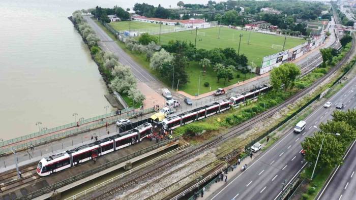 26 Kişinin Yaralandığı Tramvay Kazası Havadan Görüntülendi