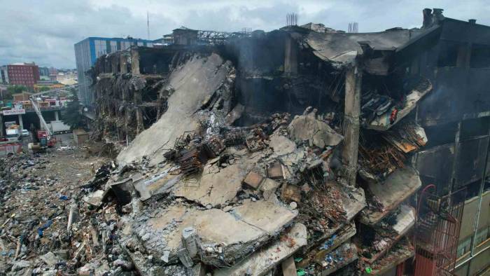 Başakşehir’deki İş Hanın Son Durumu Havadan Görüntülendi
