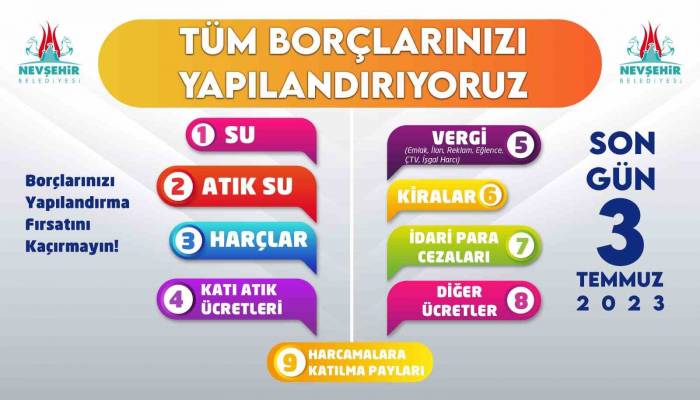 Nevşehir Belediyesinden Yapılandırma Uyarısı
