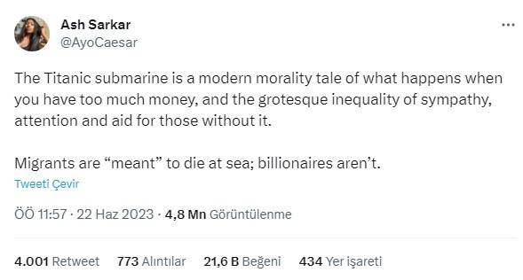 Batı Medyasının Sınıf Ayrımı: "göçmenlerin Denizde Ölmesi Normal, Milyarderlerin Denizde Ölmesi Trajedi"