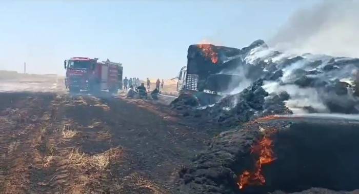 Mardin’de Tır Ve Tonlarca Saman Balyası Cayır Cayır Yandı