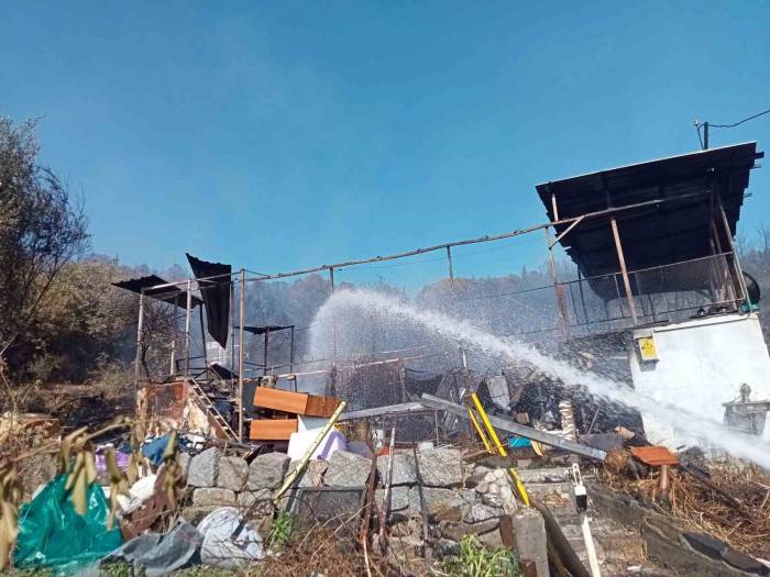 Aliağa’daki Yangında 4 Ev Hasar Gördü, 1’i Tamamen Yandı