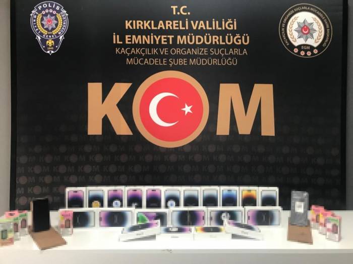 Kırklareli’nde Kaçakçılık Operasyonu: 1 Milyon 272 Bin Değerinde Telefonlar Ele Geçirildi