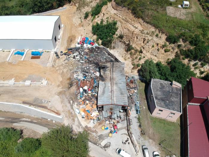Sinop’ta İnşaat Firması Deposu Yangında Küle Döndü
