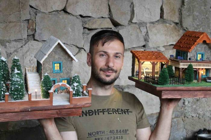 Doğada Topladığı Malzemelerden Maket Yapıyor, Siparişlere Yetişemiyor