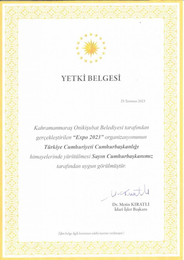 Expo 2023, Cumhurbaşkanlığı Himayesinde Yürütülecek