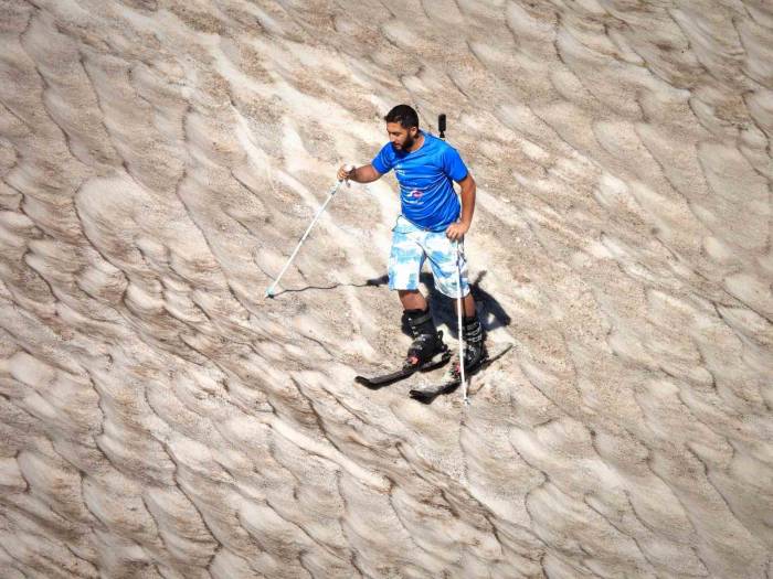 40 Derece Sıcakta Kayak Yaptı