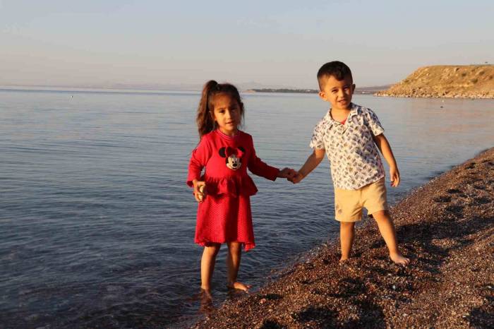 Van Gölü’nde Yüzerek Serinliyorlar