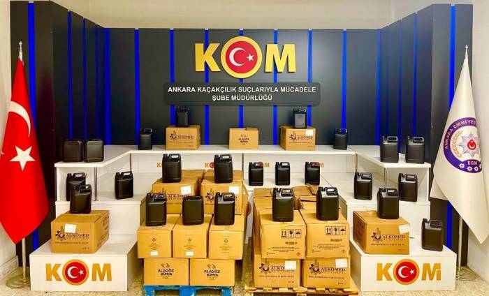 Ankara’da Yaklaşık 1 Milyon Lira Değerinde Etil Alkol Ele Geçirildi