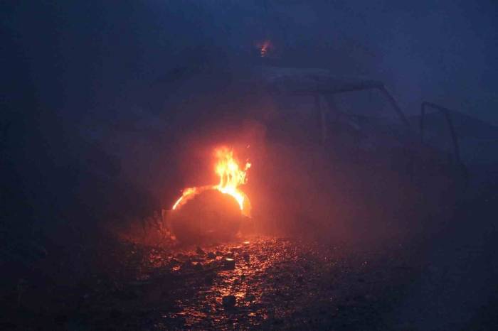 Adana’da Otomobilde Çıkan Yangın Ormanlık Alana Sıçradı
