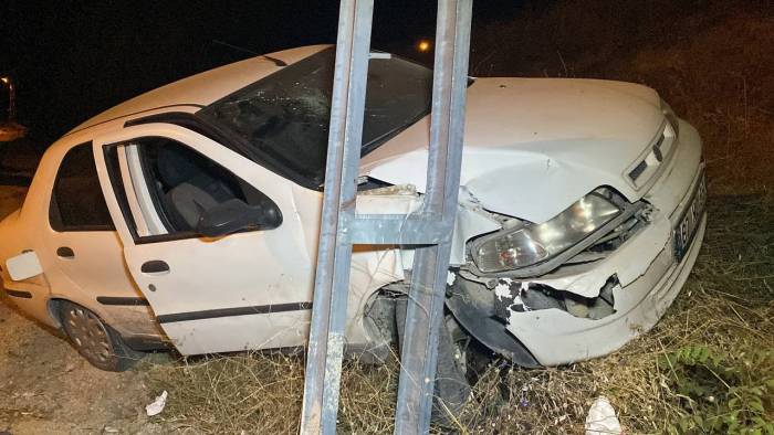 Yoldan Çıkan Otomobil Elektrik Direğine Çarptı: 2 Yaralı
