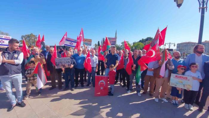 Tekirdağ’da İsrail’e Lanet, Filistin’e Destek Gösterisi