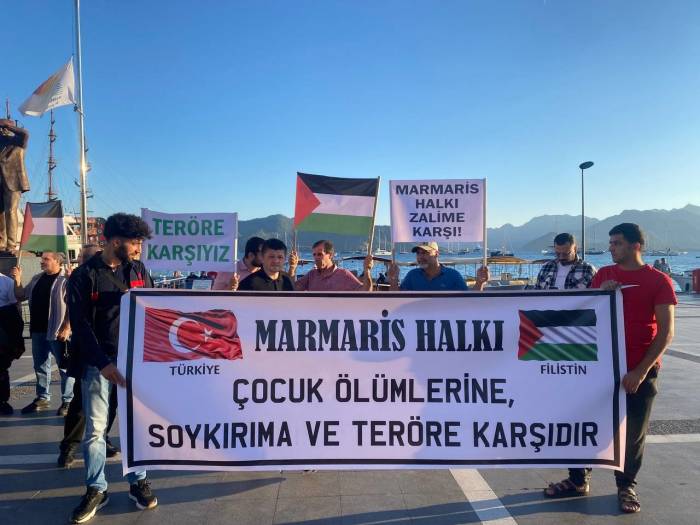Marmaris’te İsrail Protesto Edildi