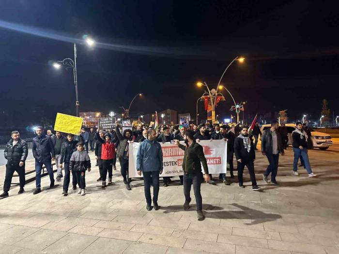 İsrail’in Gazze Saldırıları Ağrı’da Protesto Edildi