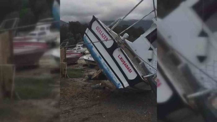 Fırtınaya Dayanamayan Balıkçı Tekneleri Kıyıya Vurdu