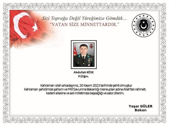 Ankara’ya Şehit Ateşi Düştü