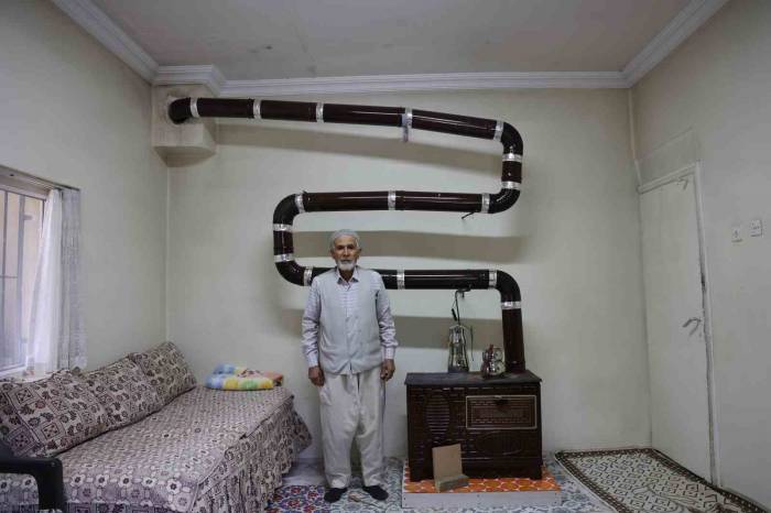 Eşi Üşümesin Diye Soba Borularını Kıvrım Kıvrım Yaptı