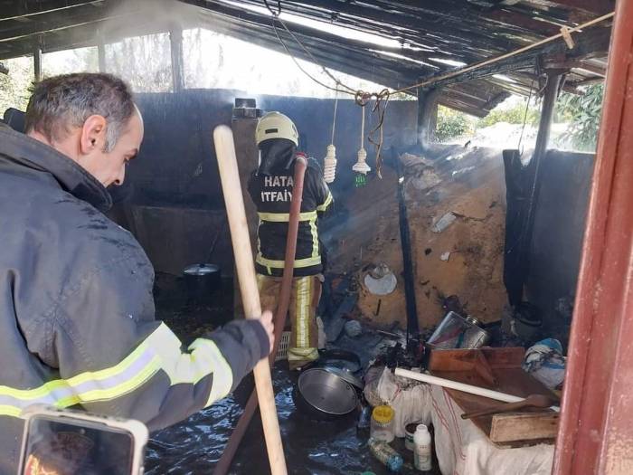 Hatay’da Ahırda Samanlık Yanarak Kül Oldu