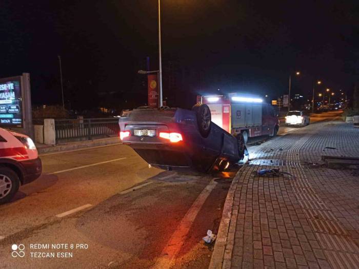 Kontrolden Çıkan Araç Takla Attı: 1 Yaralı
