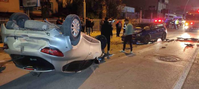 Bariyere Çarpan Otomobil Ters Döndü: 1 Yaralı