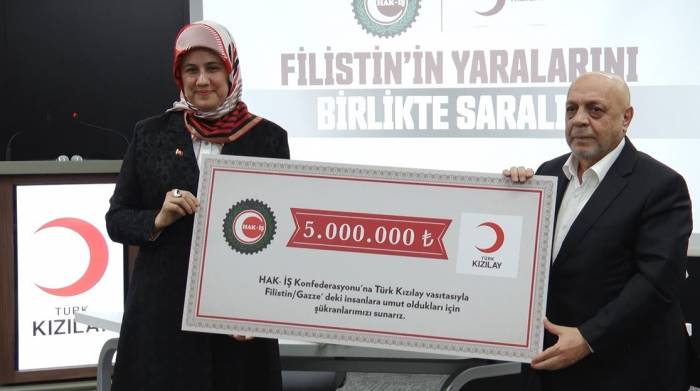 Hak-iş’ten Gazze İçin Kızılay’a 5 Milyon Lira Bağış