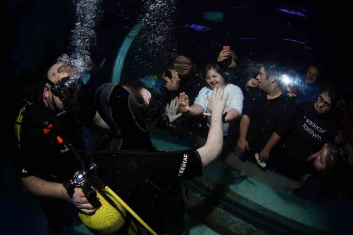 Down Sendromlu Bireyler Yeni Yılı Akvaryuma Dalışıyla Kutladı