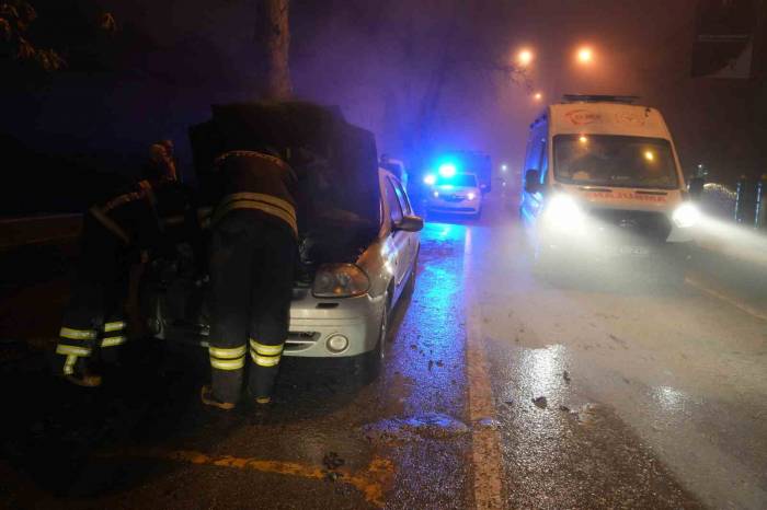 Edirne’de Otomobil Alevlere Teslim Oldu