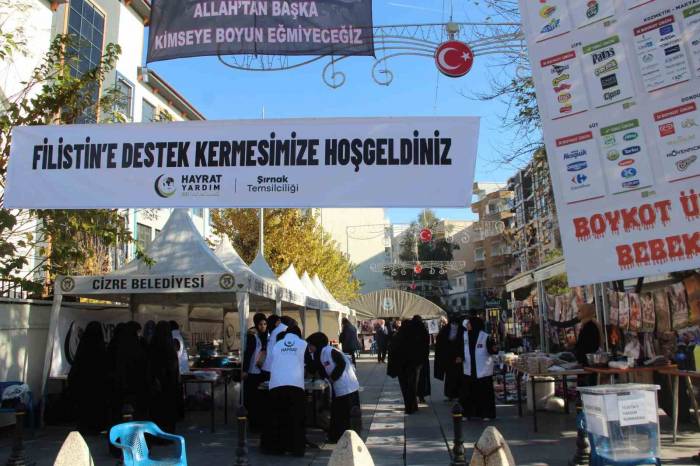 Cizre’de Gazze Yararına Yardım Çadırı Kuruldu