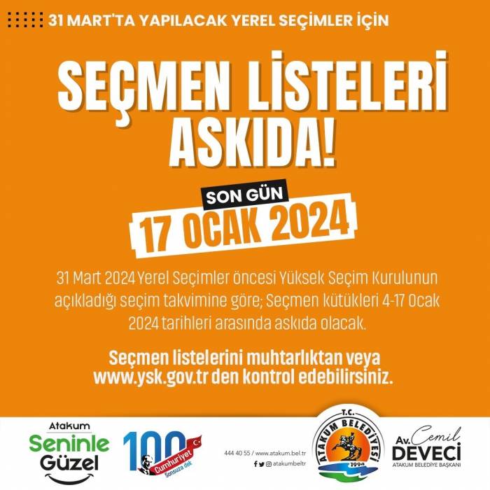 Seçmen Listeleri Askıya Çıkıyor