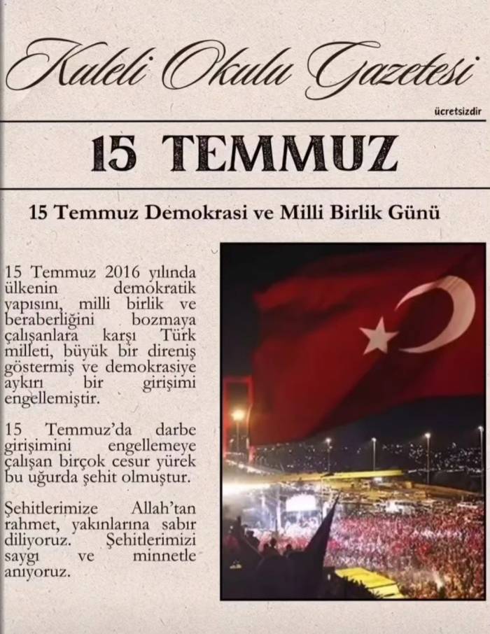 Babaeski’de Öğrencilerden 15 Temmuz Gazetesi